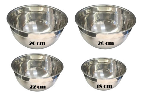 Set X4 Bowl Cocina Acero Batidor Reforzado Reposteria 0