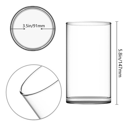 Waymind Jarrones Cilíndricos De Vidrio Transparente3.5 W X 6 1