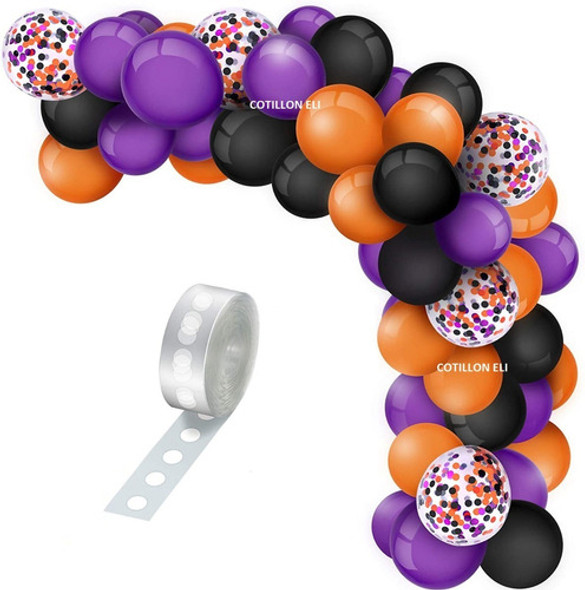 Arco Globos Deco Halloween Violeta Naranja Negro Confetti 0 Arco Globos Deco Halloween Violeta Naranja Negro Confetti 0