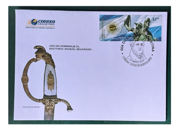 2012. Sobre Y Sello Homenaje Al Dr. Gral. Manuel Belgrano 0
