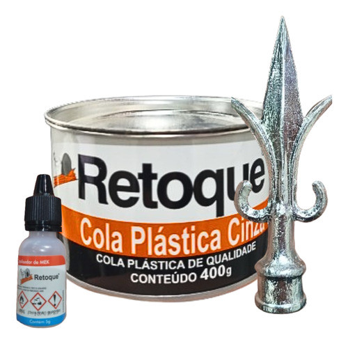 Kit C/ 12 Lanças Portão Colonial 1/2''+ Massa Plástica Cinza 0