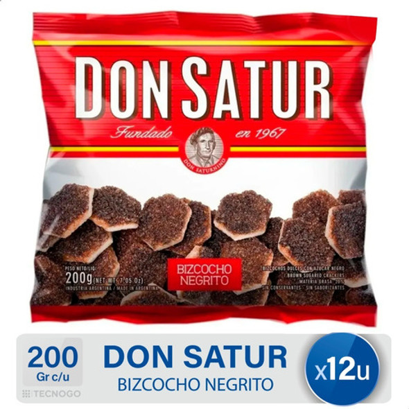 Galletitas Bizcocho Don Satur Negrito Dulce - Pack X12 Unid 0