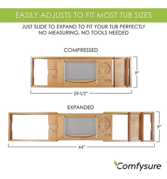 Bañera Bambú Extensible  Bandeja Servicio Madera Ajustable 1