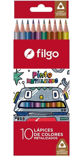 Pack X 3 Lapices Color Filgo  Metalizados Largos Caja X 10 0