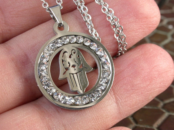 Luli Cadena Acero Medalla Colgante Mano Fatima Circonias 1 Luli Cadena Acero Medalla Colgante Mano Fatima Circonias 1