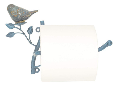 Porta Rollo De Papel Higienico Rama Con Pajaro En Ceram Turq 1