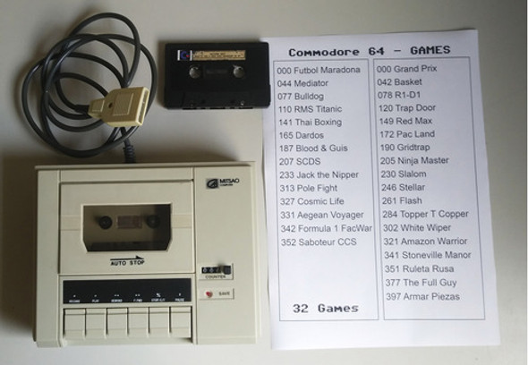 Datasette Commodore 64 128 Mitsao Mc100 Con 1 Casette Juegos 1