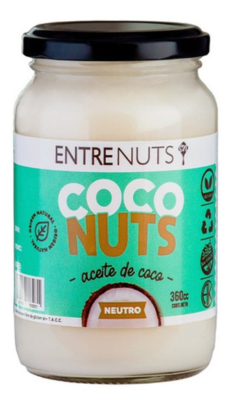 Aceite De Coco Natural Entrenuts Sin Tacc Vegano Frasco 360g 0
