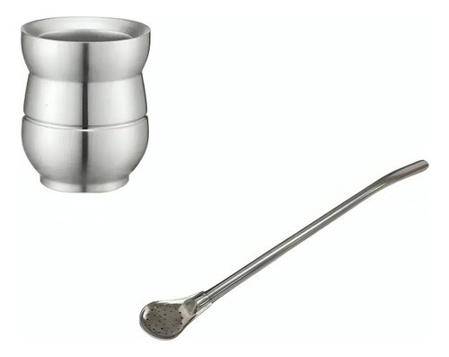 Set X 1 Mate Y Bombilla De Acero Inoxidable Pulido 0