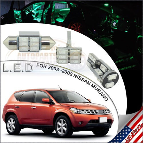 19 Kit De Interior Led Paquete Verde Para 2003-2008 Nissan M 1
