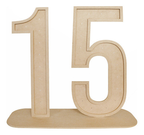 Número 15 Gigante Madera Para Luces Led Con Base 0