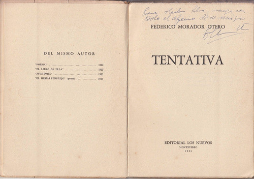 Poesia Federico Morador Tentativa 1955 Con Dedicatoria Raro 1