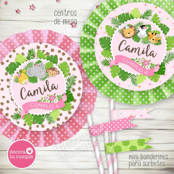 Kit Imprimible Animales De La Jungla Selva Invitaciones 1