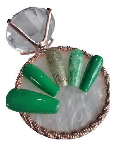Press On Nails Kapping Gel Verde Marmol 0