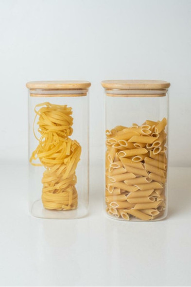 Frasco De Vidrio Capri Con Tapa De Bamboo Cuadrada 10x20 #6 1