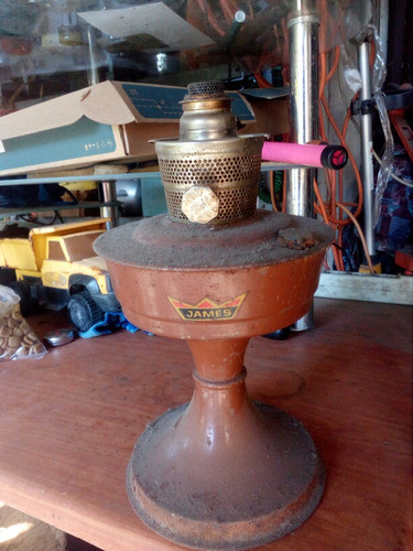 Antigua Lampara James A Queroseno Deco Vintage Leer 1