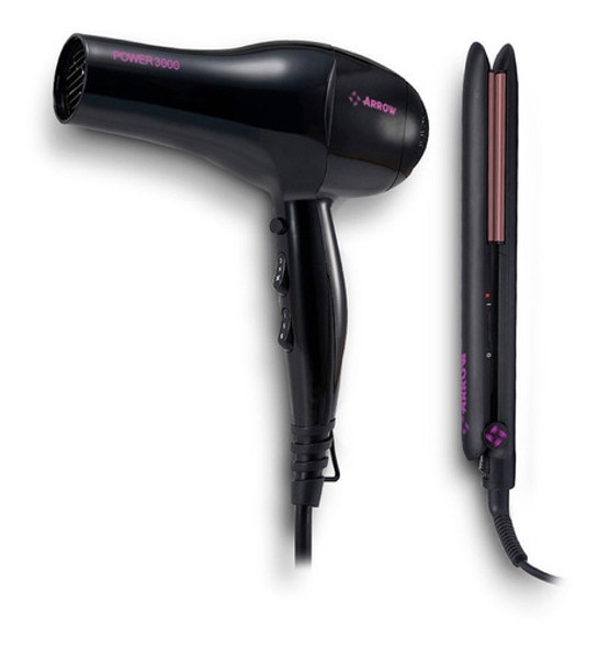 Combo Planchita + Secador De Pelo Arrow Ak6000ap Beauty Set 0