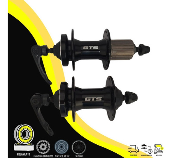 Par Cubo K7 Gts Rolamentado 36 Furos Traseiro E Dianteiro 1 Par Cubo K7 Gts Rolamentado 36 Furos Traseiro E Dianteiro 1