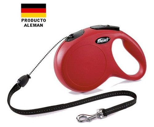Correa Flexi Classic Cordón Talle M 5mtrs. Rojo Hasta 20kg 0