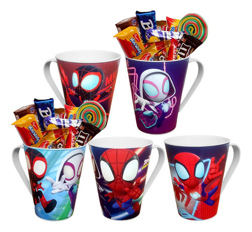 Kit 5 Canecas Spidey Homem Aranha Infantil P/festa Decoração 0