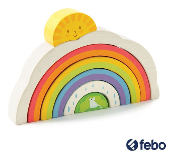 Juguete Tunel De Arcoiris De Madera 7pcs Febo 1