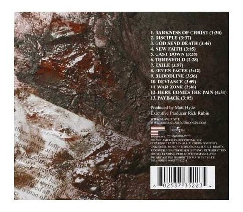 Slayer God Hates Us All Uk Import Cd Nuevo 1