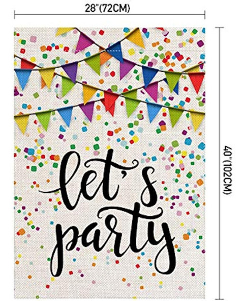 Pingpi Let's Party Bandera De La Casa 28  X 40  Doble Cara D 1