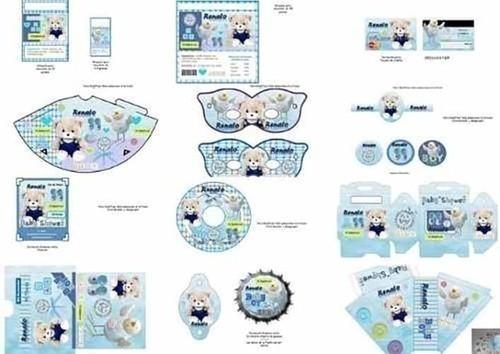 Kit Imprimible Baby Shower Nene Diseñá Tarjetas Y Mas 1