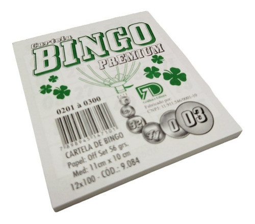 Conjunto Cartelas 12 Blocos Jogo Bingo 1200 Folhas 11x10cm 0