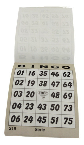 Conjunto Cartelas 12 Blocos Jogo Bingo 1200 Folhas 11x10cm 1