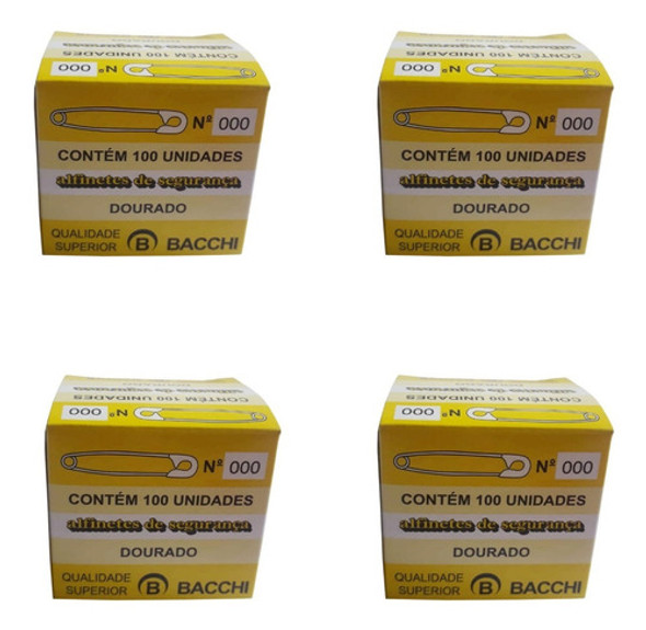 Alfinetes De Segurança Dourado 20 Mm Kit 4 Caixa 400 Unidade 0