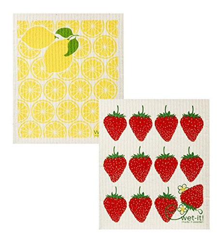 Trapo De Cocina Sueco Wetit Set De 2 Fresas Y Limones Limona 0