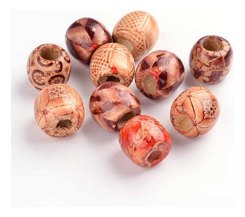 Cuentas D Madra Redondas Estampadas Surtidas X1000grs 0