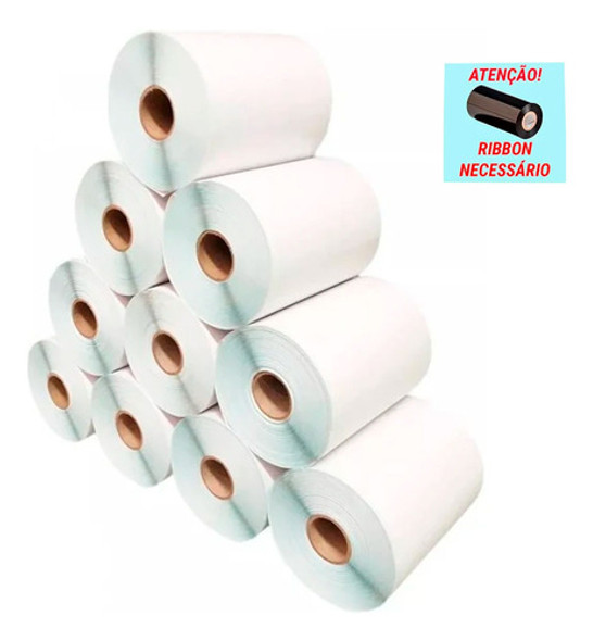 10 Rolos Etiqueta Papel Couche 10x15 100x150 1