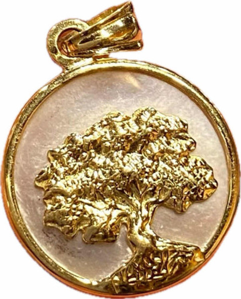 Luli Medalla Oro 18k Nacar Árbol De La Vida 16mm 0
