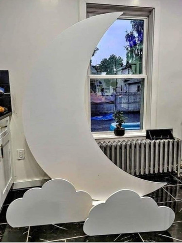 Candy Bar Luna + 2 Nubes Decoración Pintados Panel 1mt Alto 1