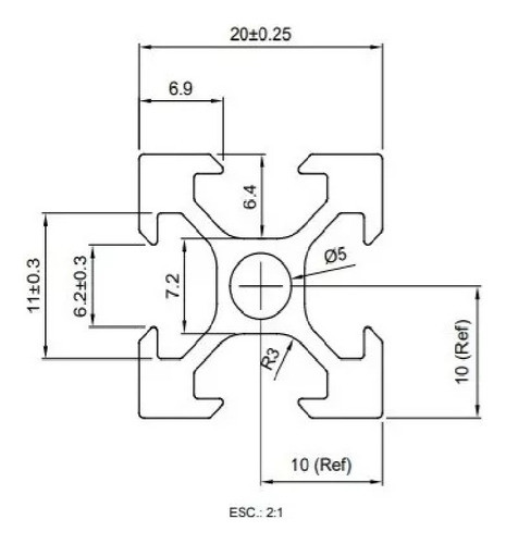 Kit Perfil De Alumínio 20x20 V-slot (cortes E Cantoneiras) 1