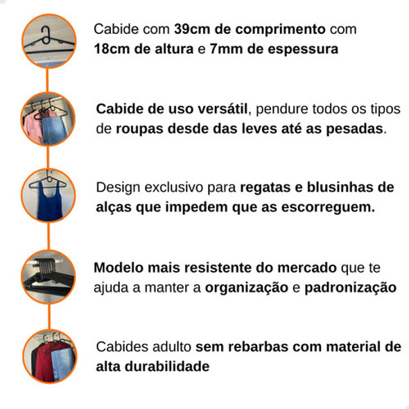 Kit 60 Cabide Preto Roupas Pesadas Resistente Barato Simples 1