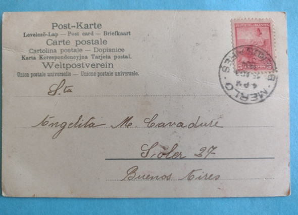 Antigua Postal Romántica Matasello Ciudad De Merlo Año 1904 0