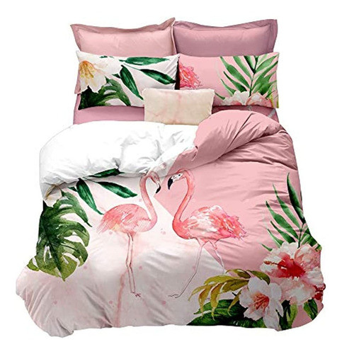 Erosebridal Animal Flamingo Juego De Cama Queen Size Pink Fl 0