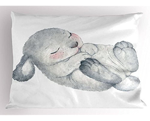 Funda De Almohada De Conejo Lunarable, Dibujo De Acuarela De 0