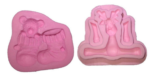 Kit Molde De Silicone Natalino Meia Ursinho + Rena 0