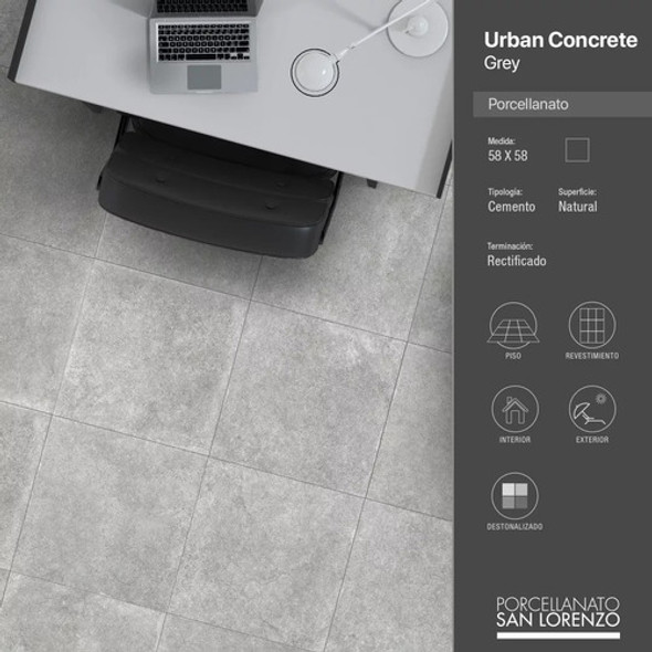 Porcelanato San Lorenzo Urban Concrete Grey 58x58 1 Porcelanato San Lorenzo Urban Concrete Grey 58x58 1