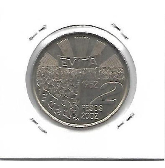 Moneda Argentina Conmemorativa 2 Pesos Año 2002 Evita Palerm 1