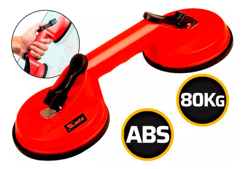 Ventosa Dupla P/ Vidros, Metais, Mármores, Espelhos 80kg 1