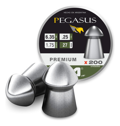 Balines Pegasus 6.35 Sob Calibr 27 Grn Lata X 200u Nuevo!! 0