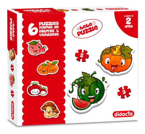 6 Puzzles Formas Didacta Diseño Frutas Y Verduras 0
