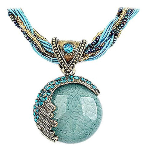 Harlorki Mujeres Dama Retro Vintage Estilo Bohemio Turquesa 0