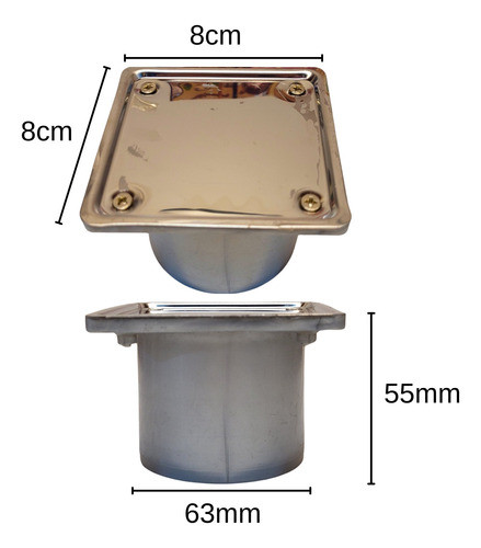 Porta Reja 8x8 63mm Tapa Ciega Acero Polimex 1