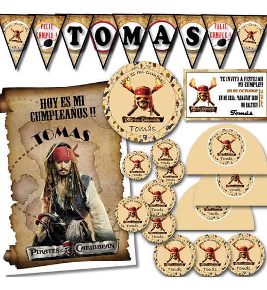 Kit Imprimible Cumple Piratas, Personalizado. 0